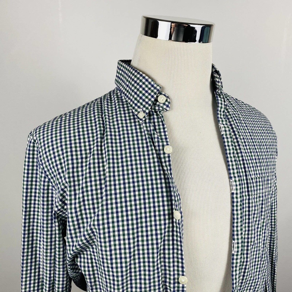 Brooks Brothers Navy and Green Gingham Button-Down Shirt